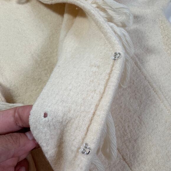 Vintage C.L.O.T.H.E.S. Ivory Fringe 100% Wool Cardigan Sweater Cottage Preppy M - Picture 6 of 6